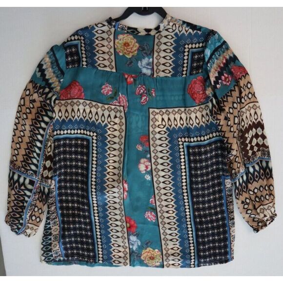 Johnny Was C15123A7 Women's Sz M Multi Mykee Tori Button Front L/S Blouse - Picture 9 of 9